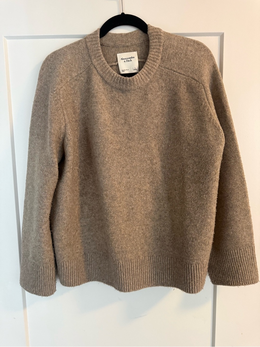 Abercrombie & Fitch Heathered Taupe Crewneck Sweater